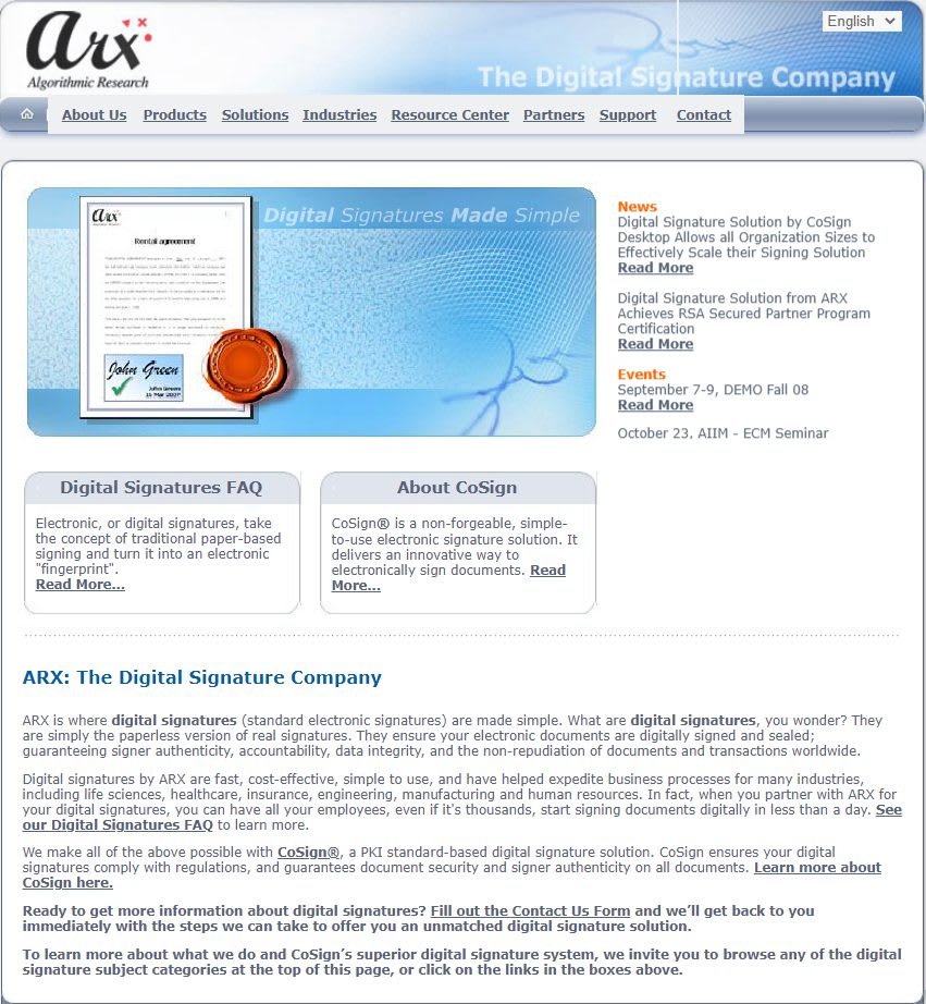 ARX's old homepage